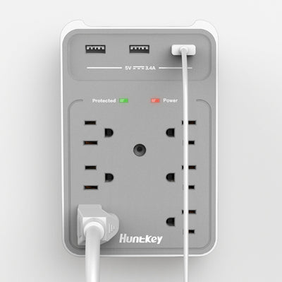 Huntkey Surge Protecting Wall Outlet 6 AC Plugs and 3 USB Ports (Open Box)