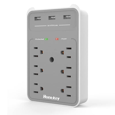 Huntkey Surge Protecting Wall Outlet 6 AC Plugs and 3 USB Ports (Open Box)