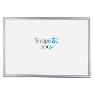 SnapeZo Aluminum Metal Front Loading Snap Poster Frame, Silver, 24 x 36 Inches