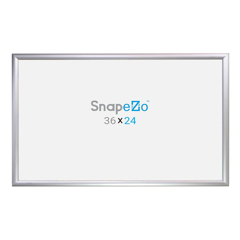 SnapeZo Aluminum Metal Front Loading Snap Poster Frame, Silver, 24 x 36 inches