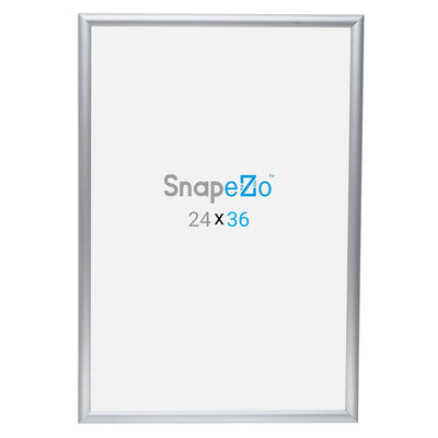 SnapeZo Aluminum Metal Front Loading Snap Poster Frame, Silver, 24 x 36 Inches