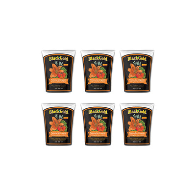SunGro Black Gold Natural & Organic Potting Soil w/ Fertilizer, 2 Cu Ft (6 Pack)