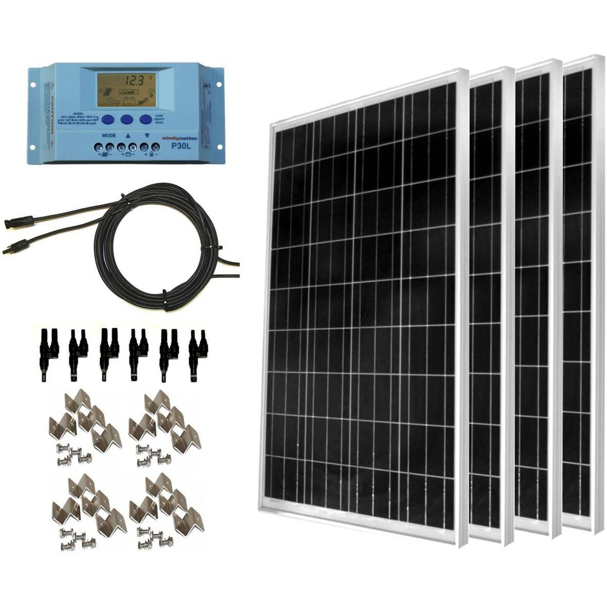 WindyNation SOK-400WP-P30L 400W Polycrystalline Solar Panel Fully Off Grid Kit