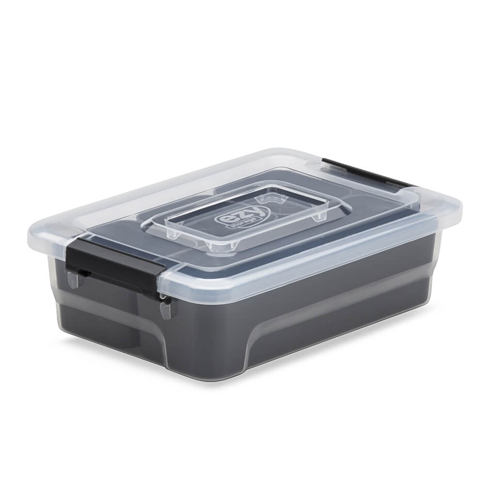 Ezy Storage Sort It 1.5 Quart Plastic Stacking Container Bin w/ 4 Cups (12 Pack)