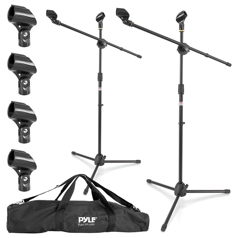 Pyle Pro Adjustable Universal Microphone Tripod Stands with Carry Bag, Set of 2