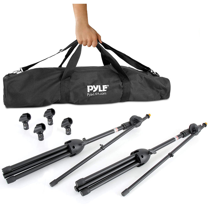 Pyle Pro Adjustable Universal Microphone Tripod Stands with Carry Bag, Set of 2 - VMInnovations