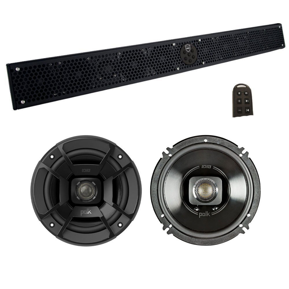 Wet Sounds Stealth 10 Ultra HD 300W Marine Soundbar + Polk Audio Speakers (Pair)