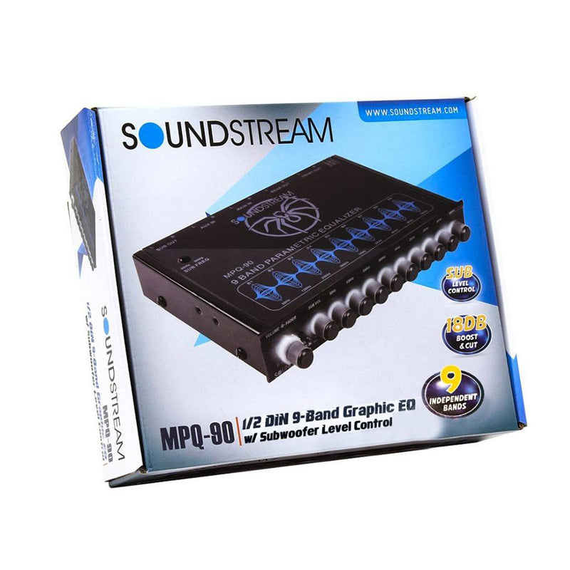 SoundStream 9 Band 1/2 DIN Equalizer w/ Subwoofer Level Control, Black(Open Box)