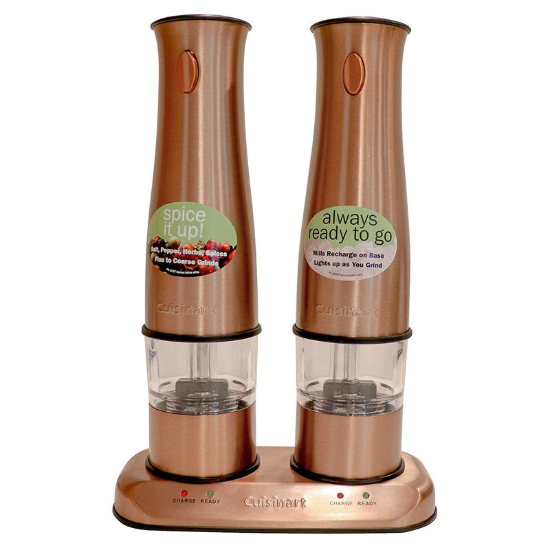Cuisinart Electric Rechargeable Salt and Pepper Mills Shakers, Copper (Used)