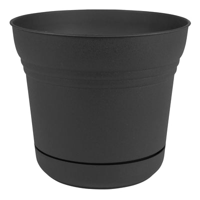 Bloem SP1200 Saturn Indoor Outdoor 12 Inch Planter Pot w/ Saucer, Black (3 Pack) - VMInnovations