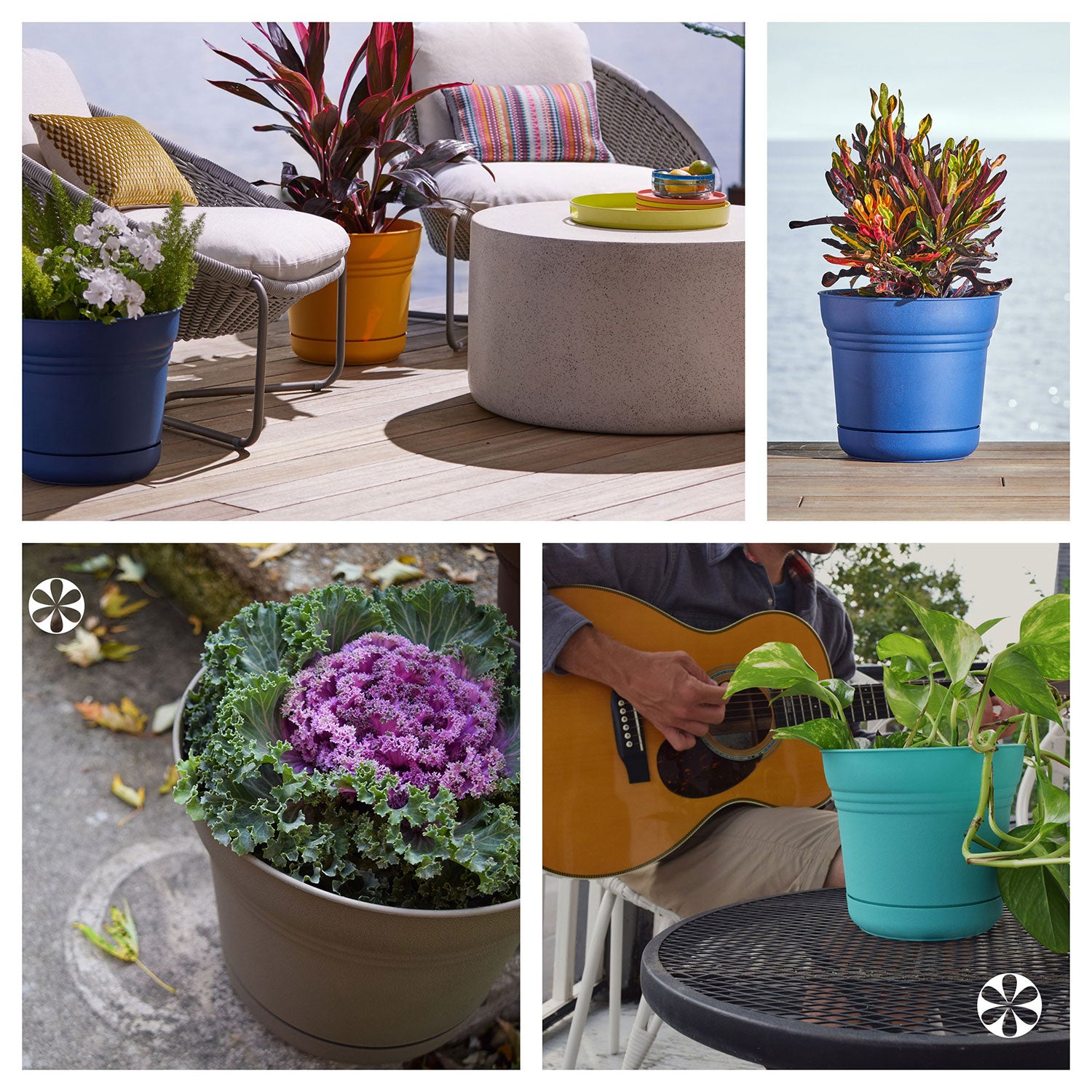 Bloem SP1200 Saturn Indoor Outdoor 12 Inch Planter Pot w/ Saucer, Black (3 Pack) - VMInnovations