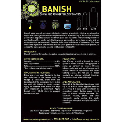 Supreme Growers BANISH Natural Mildew Pathogen Fungicide Concentrate, 2 Ounce - VMInnovations