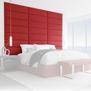 Vant 39 x 46 Inch Upholstered Décor Wall Panels, Micro Suede Red Melon (4 Pack)