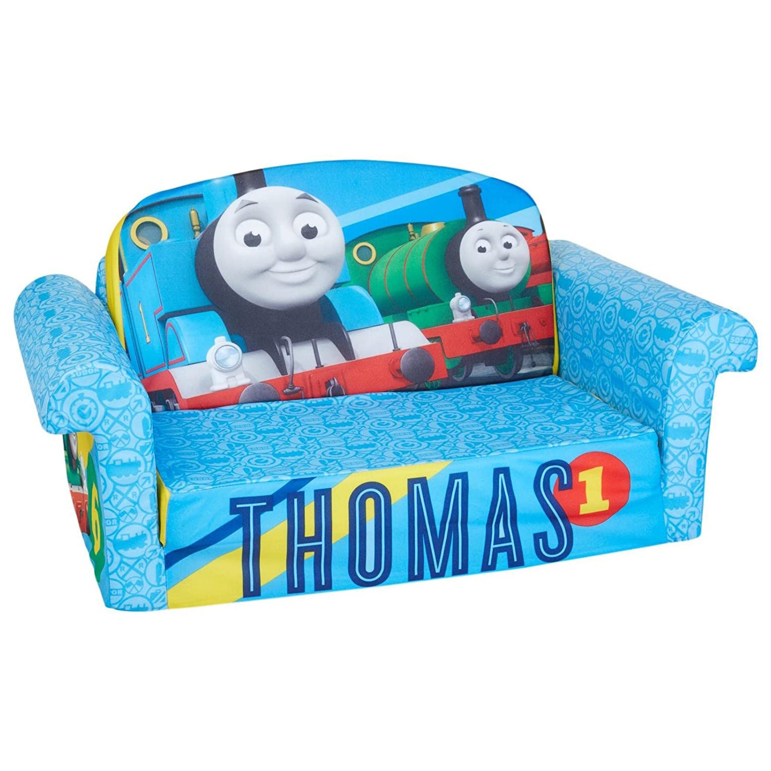 Marshmallow Furniture 2-in-1 Flip Open Couch Bed Kid's Furniture, Thomas Train