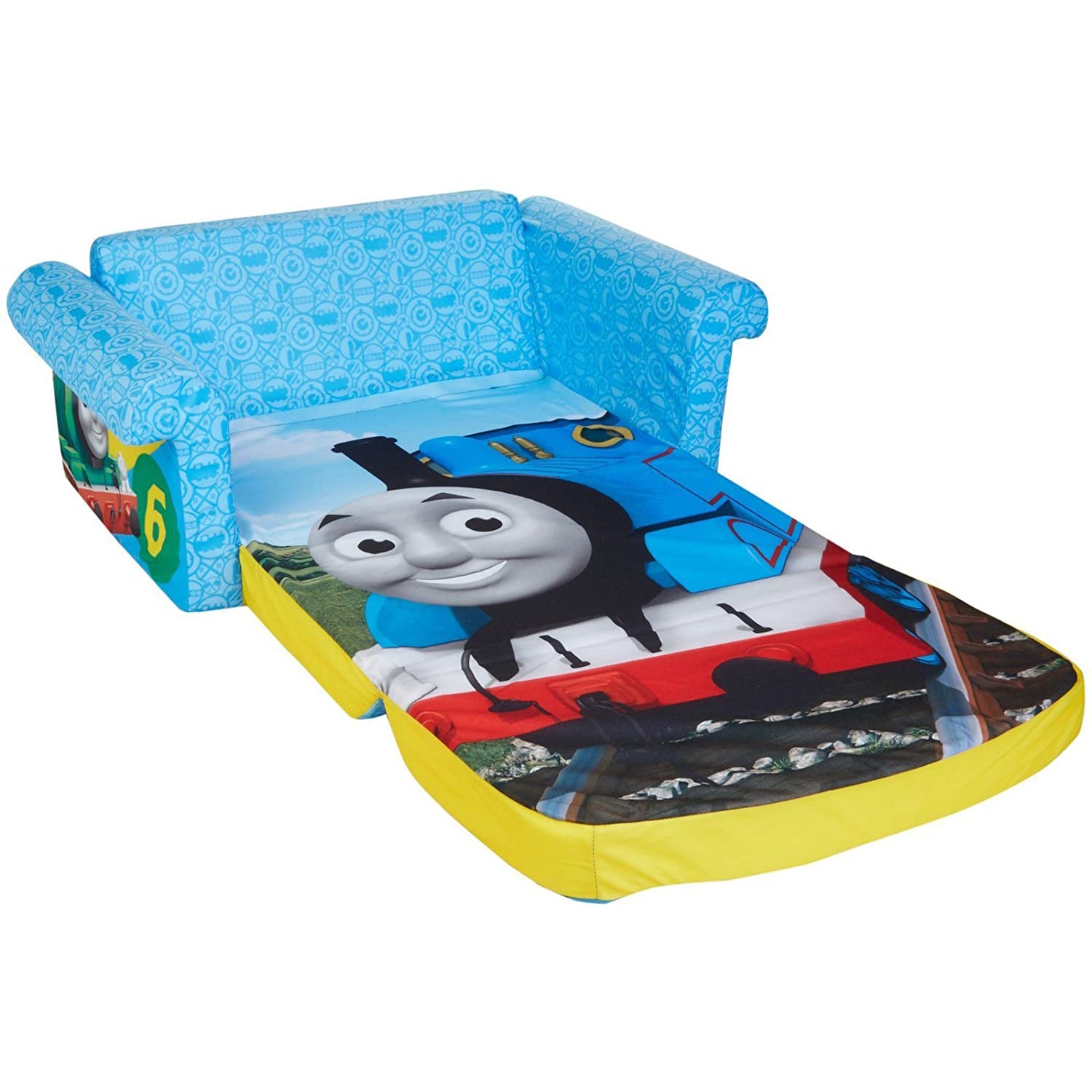 Marshmallow Furniture 2-in-1 Flip Open Couch Bed Kid's Furniture, Thomas Train