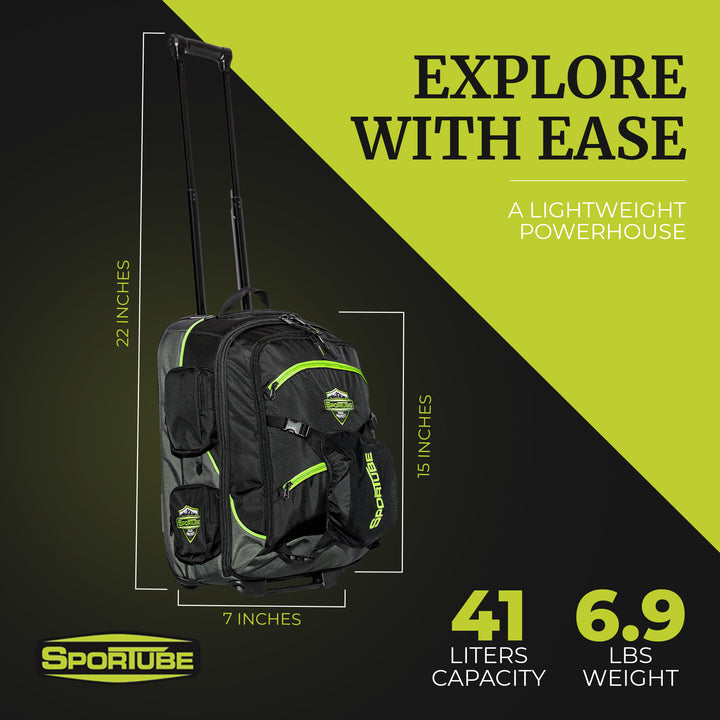 Sportube Cabin Cruiser Wheeled Carry On Padded Travel Boot Bag, Green (Open Box) - VMInnovations