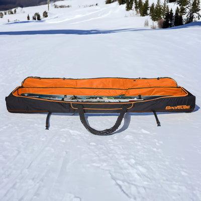 Sportube Wheeled Padded 3 Pair Ski Shield/2 Snowboard Luggage Bag, Black/Orange - VMInnovations