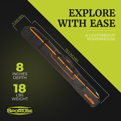 Sportube Wheeled Padded 3 Pair Ski Shield/2 Snowboard Luggage Bag, Black/Orange - VMInnovations