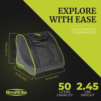 Sportube Traveler 50 Liter Padded Ski Boot & Gear Backpack Bag, Green/Black - VMInnovations