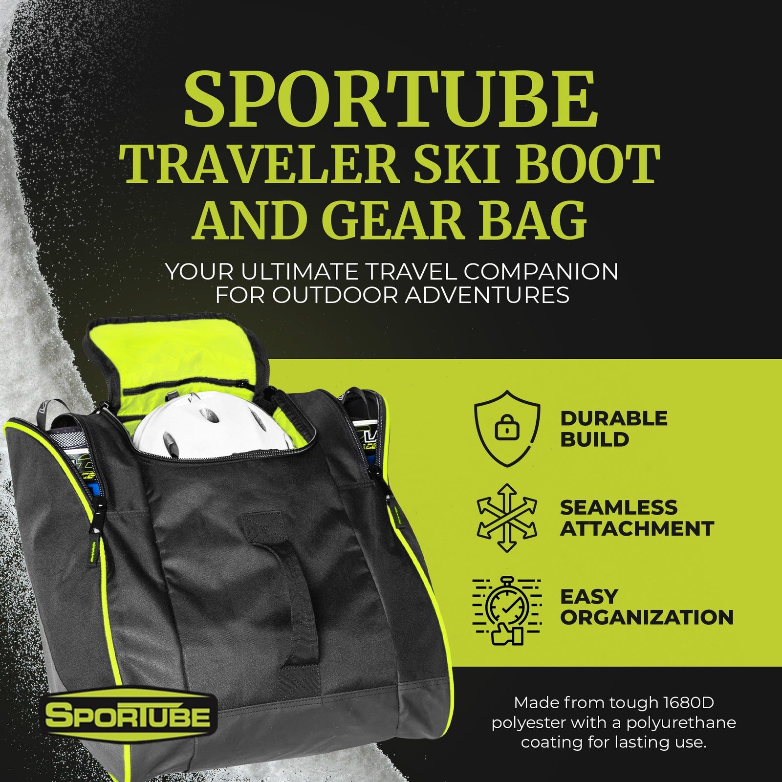 Sportube Traveler 50 Liter Padded Ski Boot & Gear Backpack Bag, Green/Black - VMInnovations