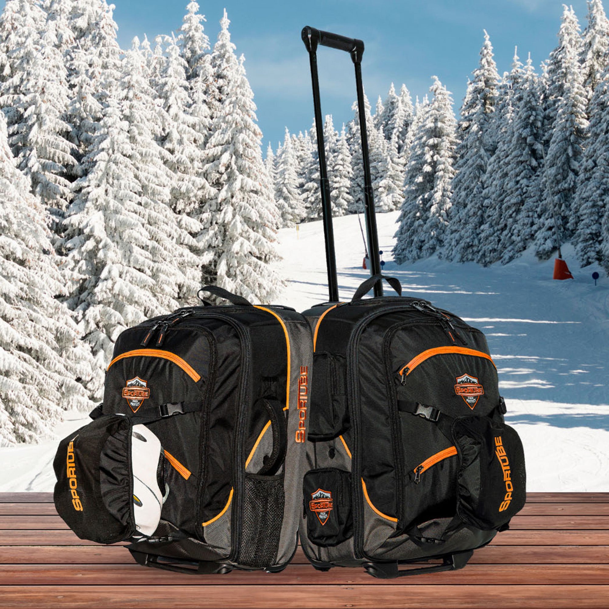 Sportube Cabin Cruiser Wheeled Carry On Padded Gear & Travel Boot Bag, Orange - VMInnovations