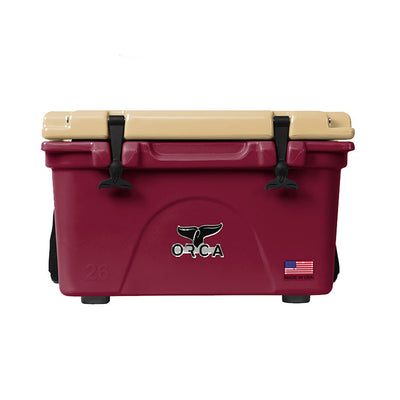 Orca 26 Quart 24 Can Roto Molded Insulated Ice Cooler, Maroon (Open Box)