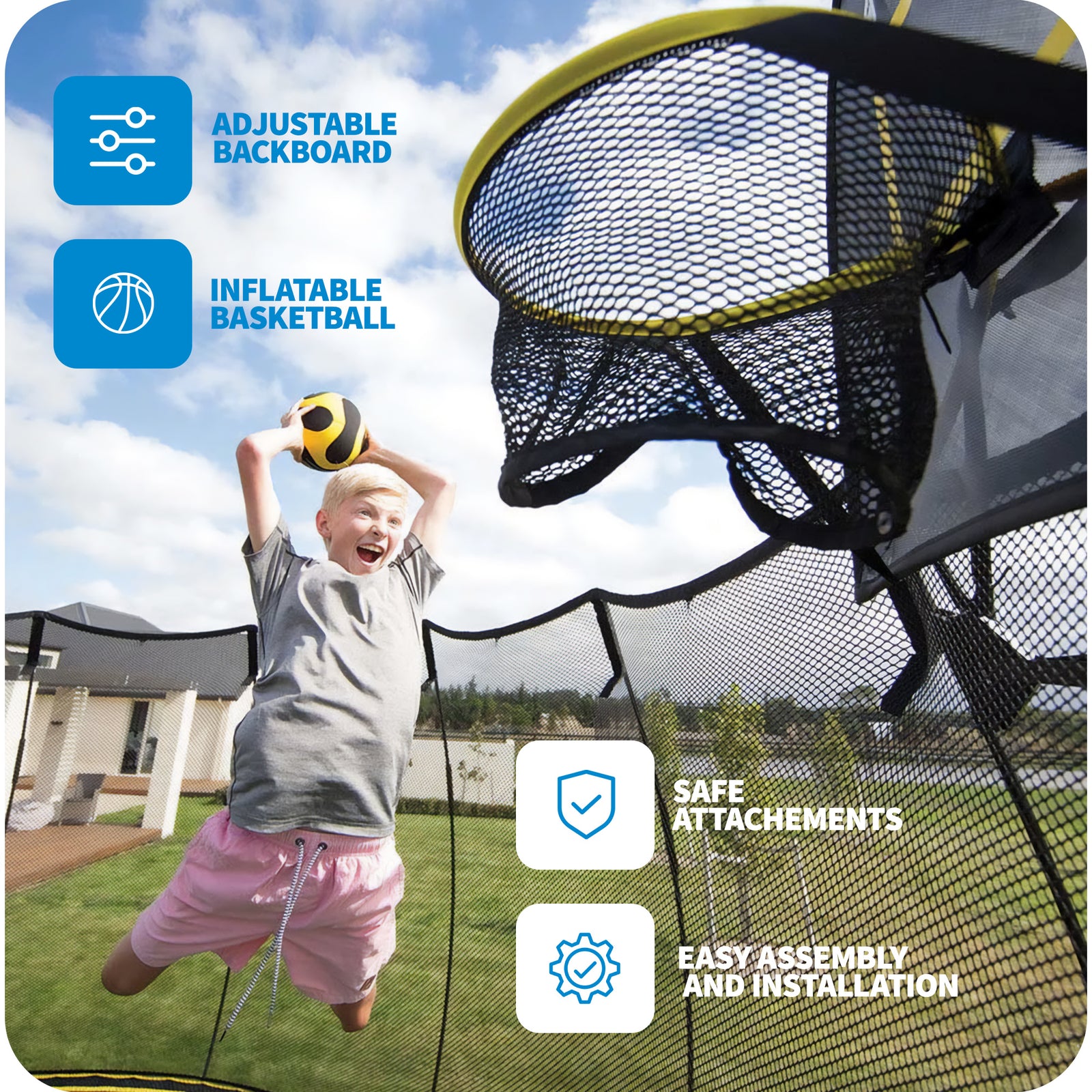 Springfree Trampoline Kids Square 13 Foot Trampoline & FlexrHoop Basketball Game - VMInnovations