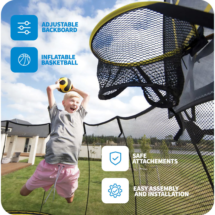 Springfree Outdoor 8 x 13 Ft Trampoline, Enclosure, Hoop Game, and Step Ladder