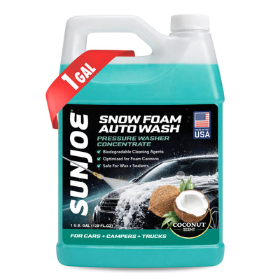 Sun Joe Premium Snow Foam Coconut Scent Car Washing Soap & Cleaner, 1 Gallon - VMInnovations