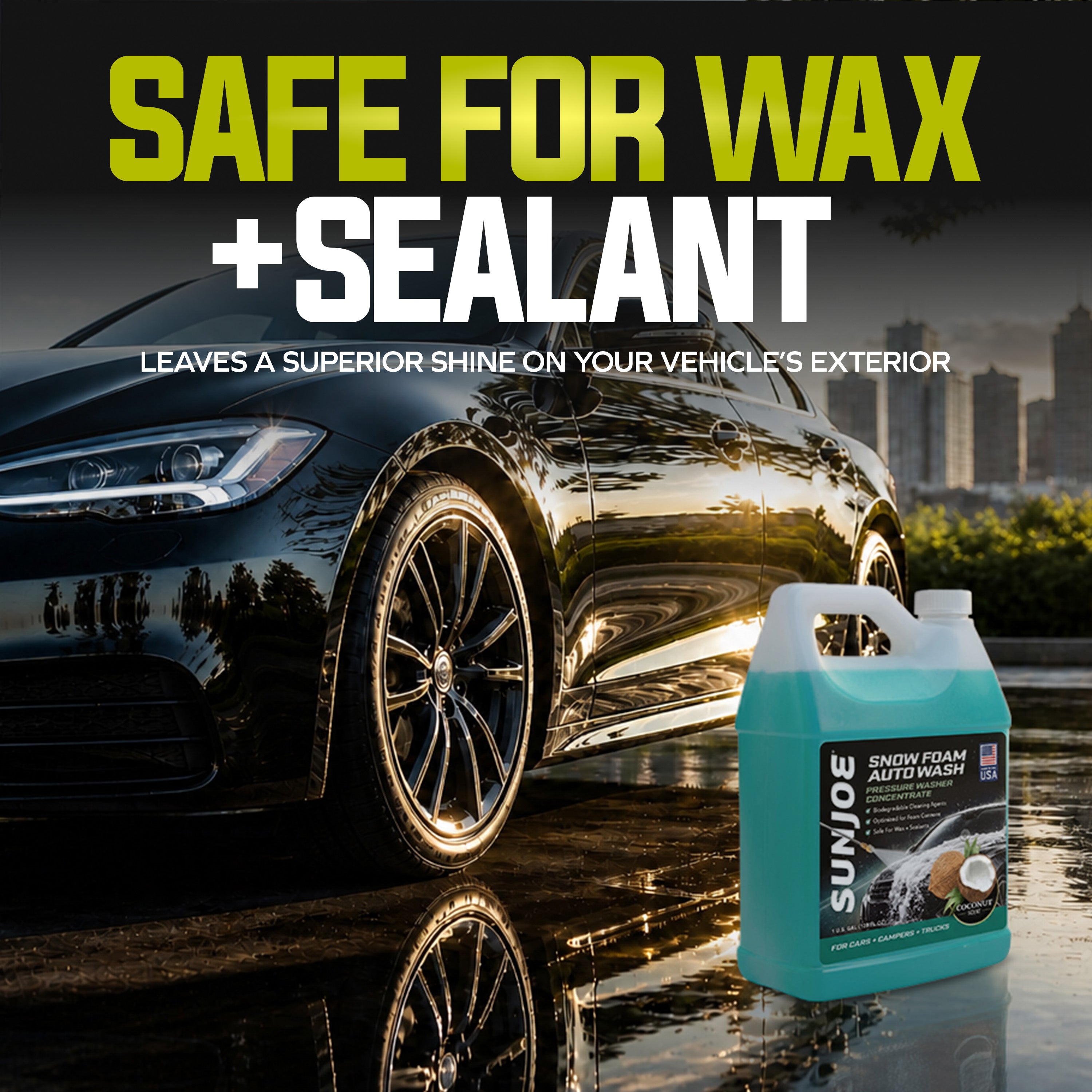 Sun Joe Premium Snow Foam Coconut Scent Car Washing Soap & Cleaner, 1 Gallon - VMInnovations