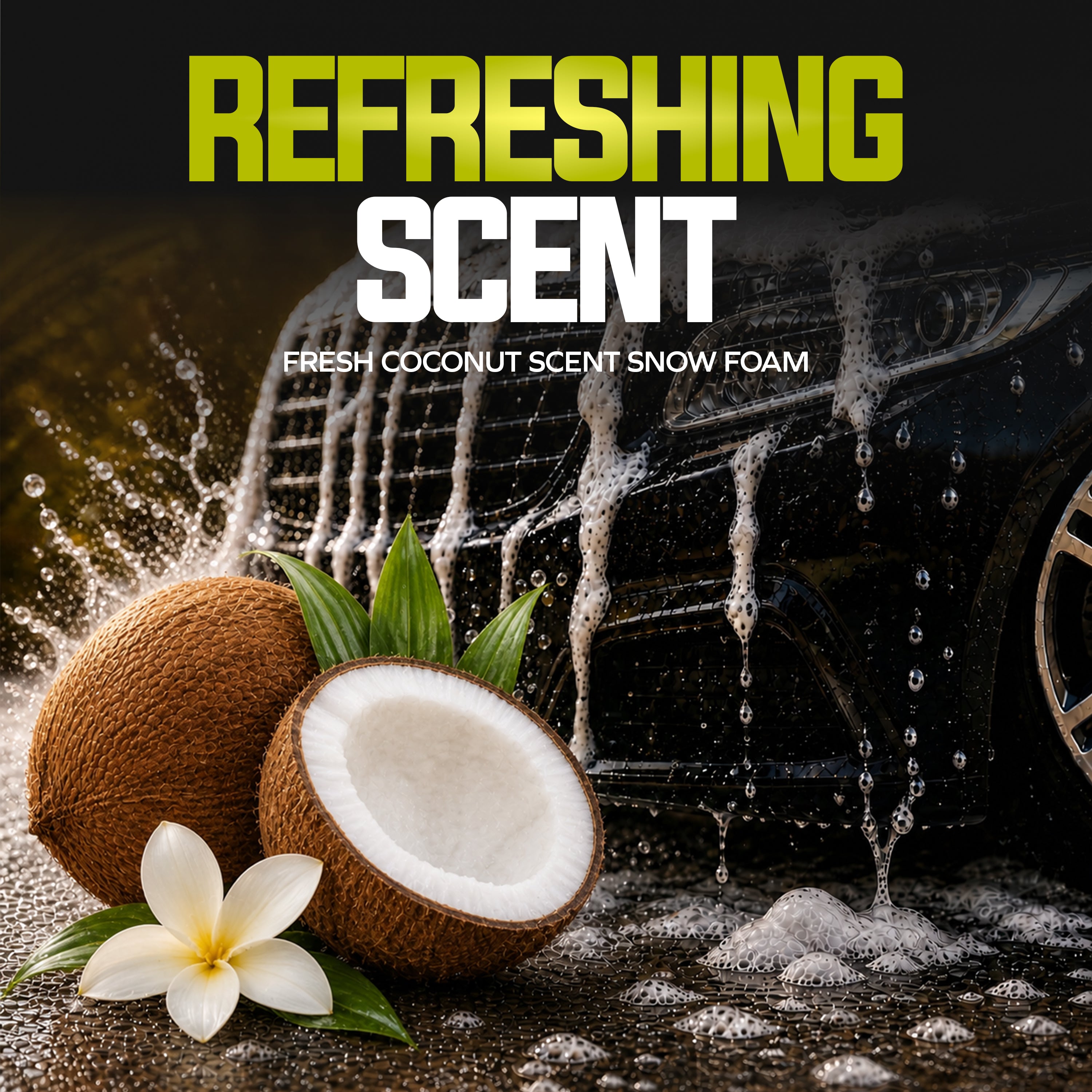 Sun Joe Premium Snow Foam Coconut Scent Car Washing Soap & Cleaner, 1 Gallon - VMInnovations