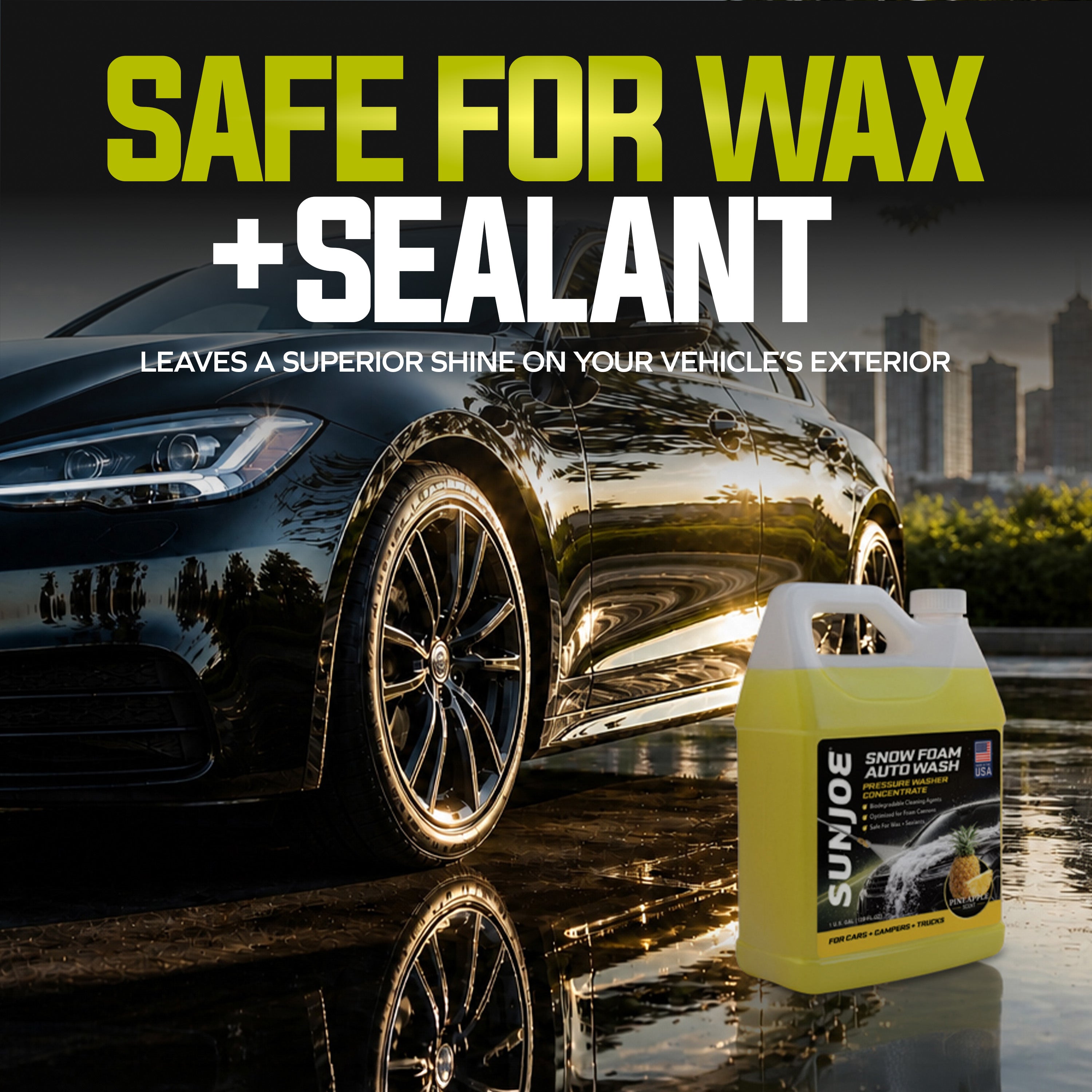 Sun Joe Snow Foam Pineapple Scented Car Wash Soap & Cleaner, 1 Gallon, FCS1G - VMInnovations