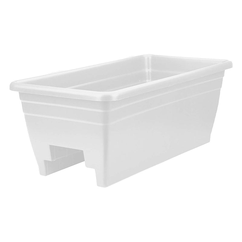 HC Companies 24 Inch Deck Rail Box Planter with Drainage Holes, White (3 Pack)