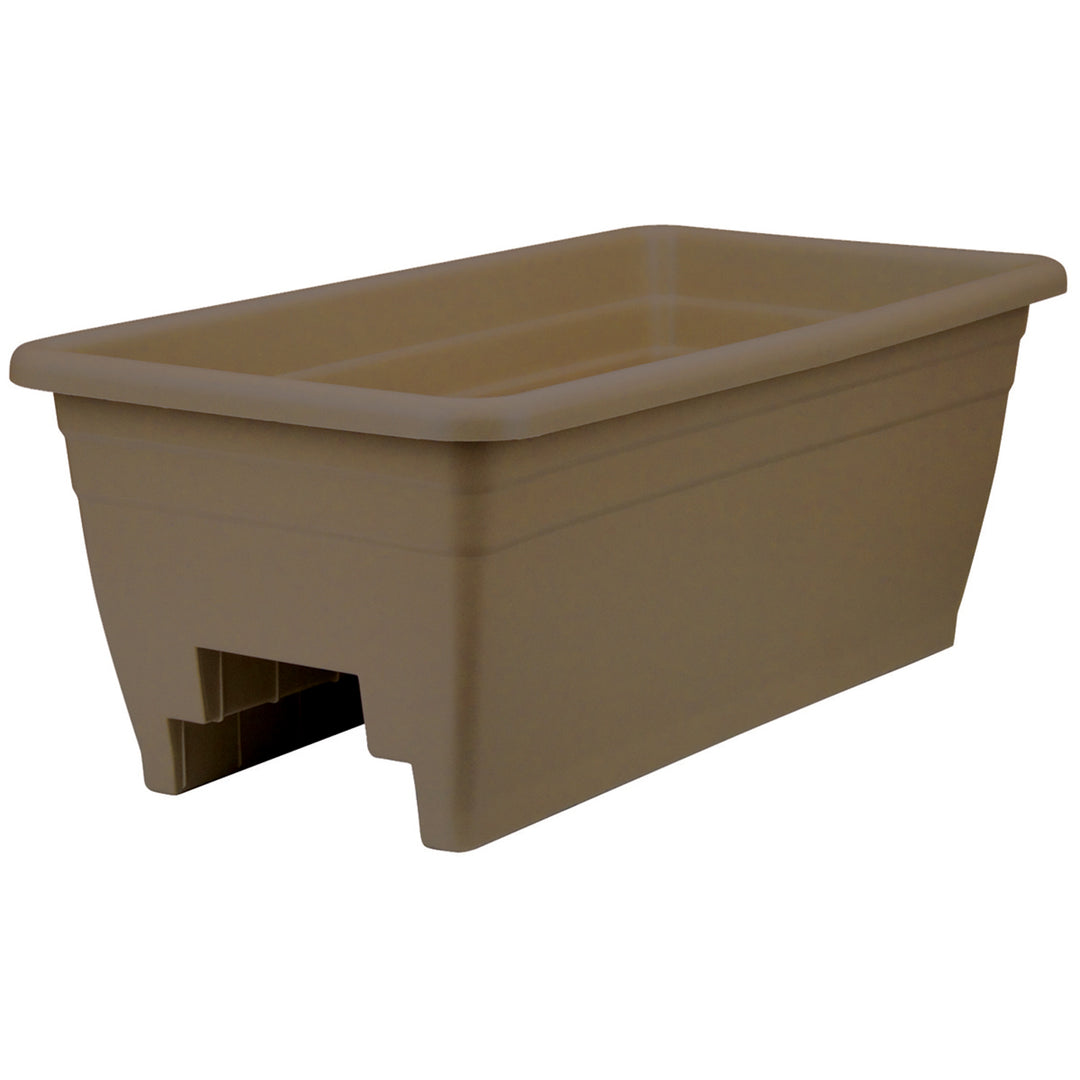 HC Companies 12-Inch Outdoor Plastic Deck Flower Planter Box, Chocolate (3 Pack)