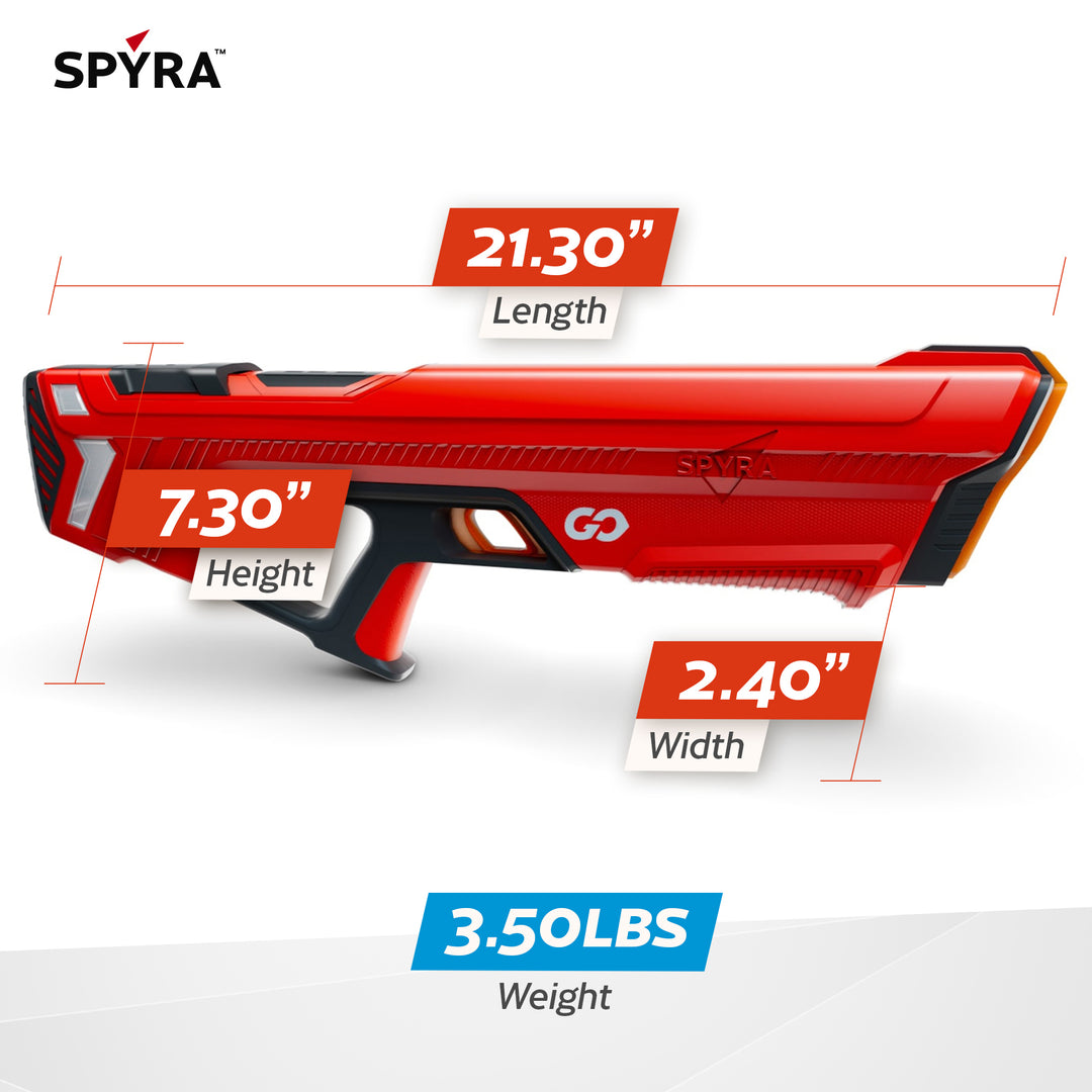 SPYRA Electric Water Blaster, Lightweight Outdoor Squirt Toy Game, SpyraGO, Red