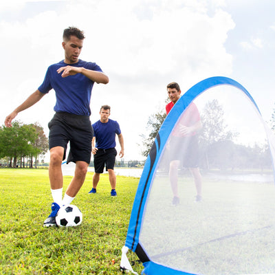 Training Equipment Pair of 6 Ft Pop Up Soccer Goals w/ Cones, Blue (Open Box)
