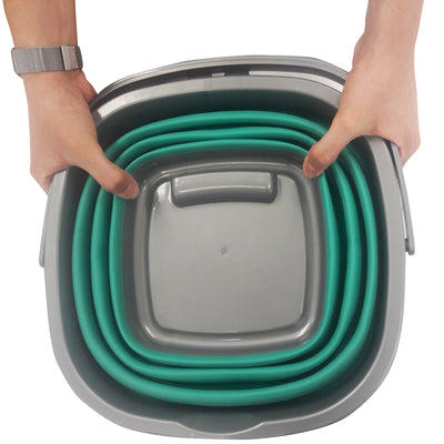 Homz Store N Stow Portable 10-Liter Collapsible Square Bucket, Teal (Open Box)