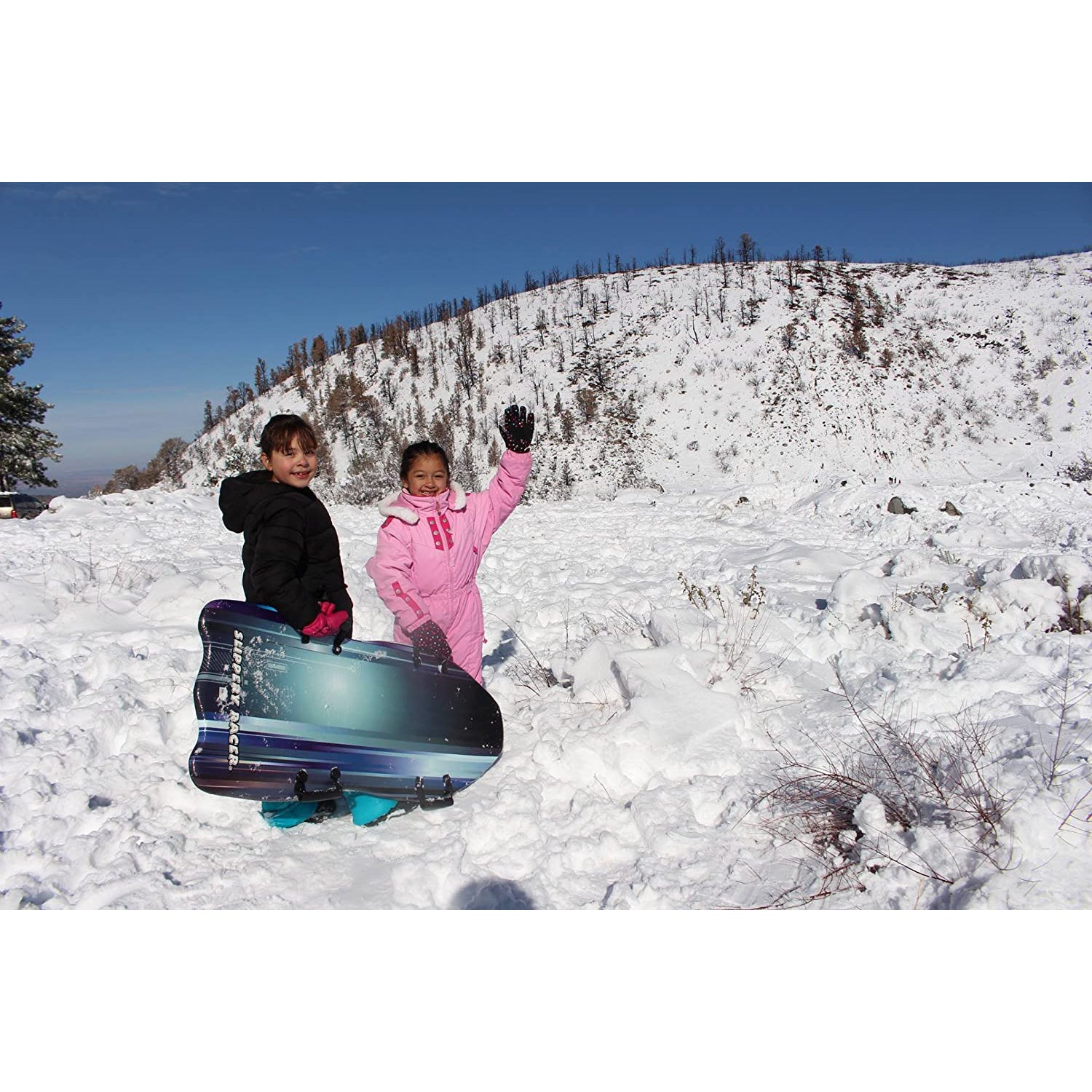 Slippery Racer Downhill Falcon Kids Foam Toboggan Snow Sled, Midnight (3 Pack) - VMInnovations