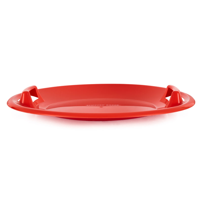 Slippery Racer Downhill Pro Adults and Kids Saucer Disc Snow Sled, Red (2 Pack)