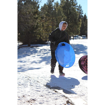 Slippery Racer Downhill Pro Adults and Kids Plastic Disc Snow Sled, Red (3 Pack)