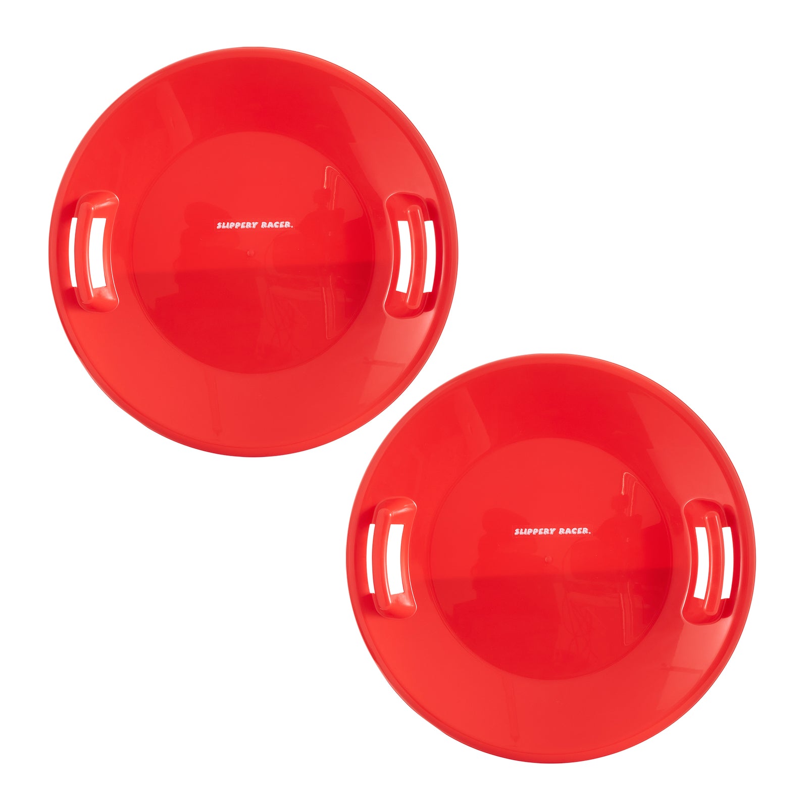 Slippery Racer Downhill Pro Adults and Kids Saucer Disc Snow Sled, Red (2 Pack) - VMInnovations