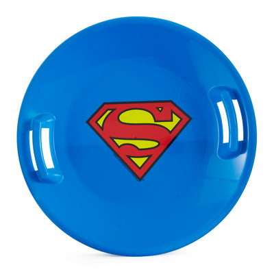 Slippery Racer Downhill Superman Plastic Saucer Disc Snow Sled Slider (2 Pack) - VMInnovations