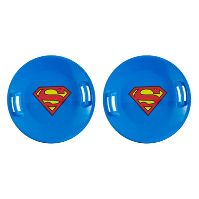 Slippery Racer Downhill Superman Plastic Saucer Disc Snow Sled Slider (2 Pack) - VMInnovations