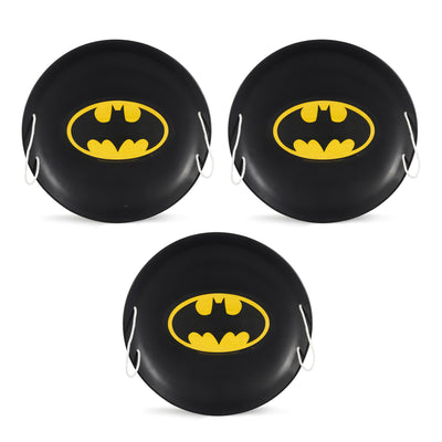 Slippery Racer 26 Inch Batman Metal Saucer Sled w/ Rope Handles, Black (3 Pack)