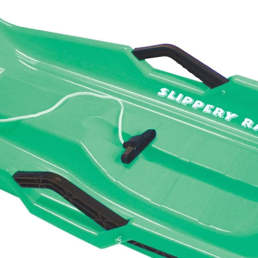 Slippery Racer Downhill Thunder Kids Toddler Plastic Toboggan Snow Sled, Green