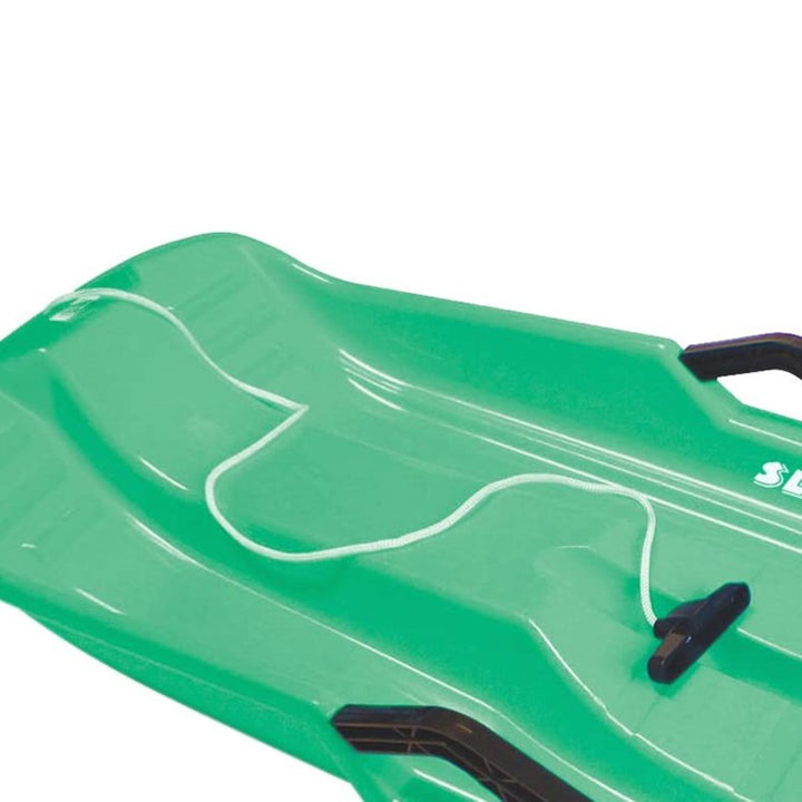 Slippery Racer Downhill Thunder Kids Toddler Plastic Toboggan Snow Sled, Green