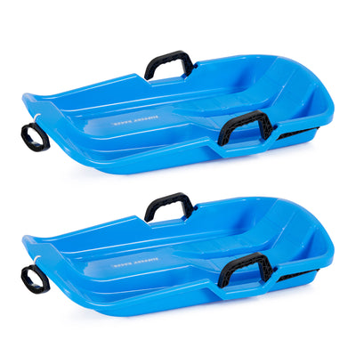 Slippery Racer Downhill Thunder Kids Toddler Plastic Toboggan Snow Sled (2 Pack)