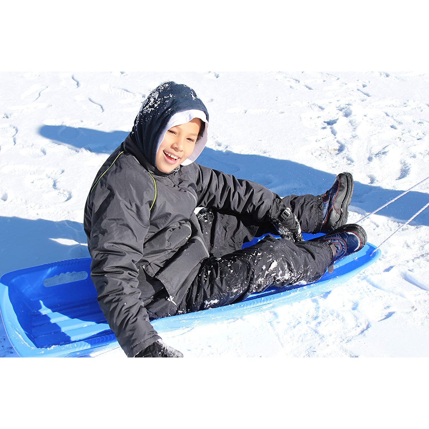 Slippery Racer Downhill Xtreme Plastic Toboggan Snow Sled, Red & Green (2 Pack)