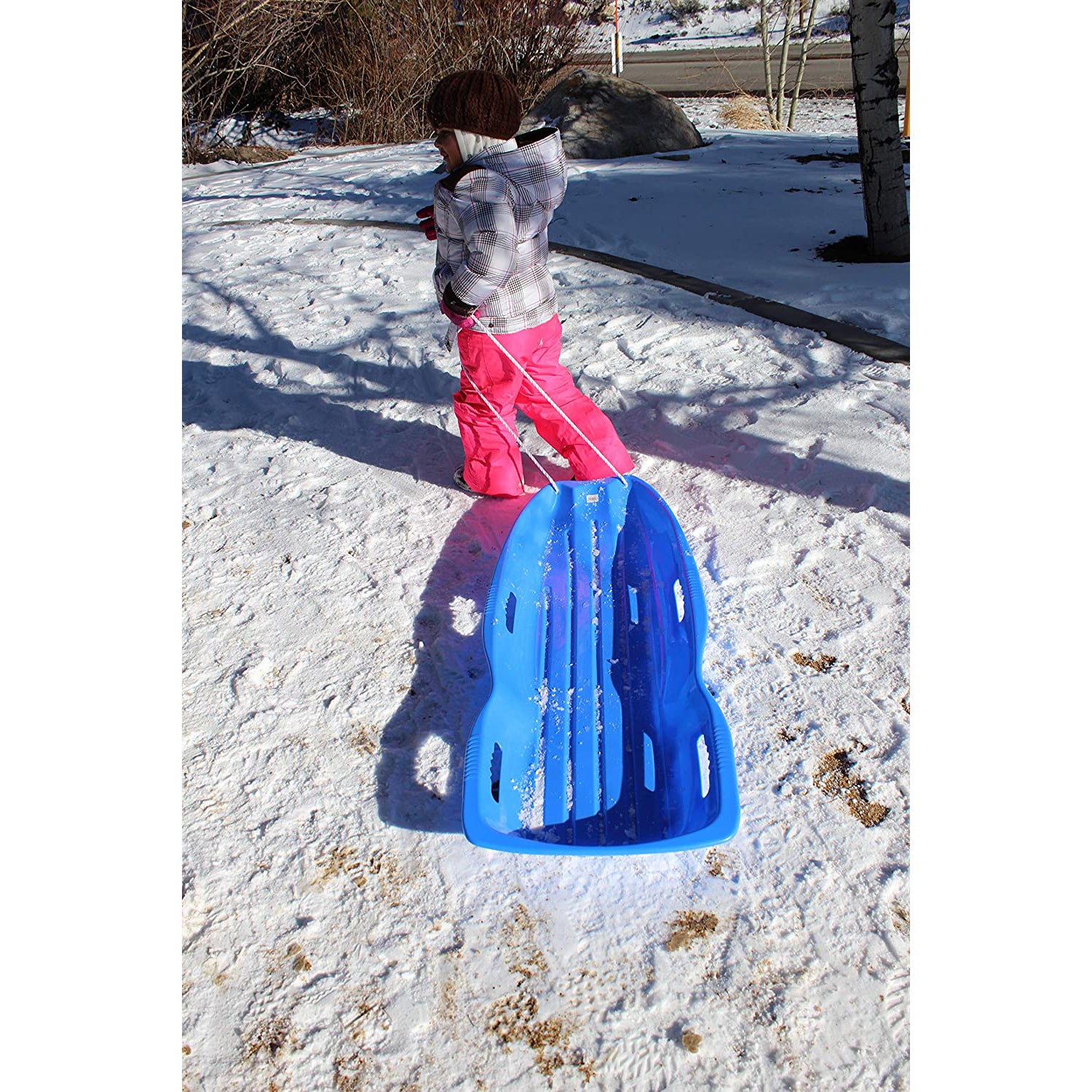 Slippery Racer Downhill Adults and Kids Plastic Toboggan Snow Sled, Red (Used) - VMInnovations