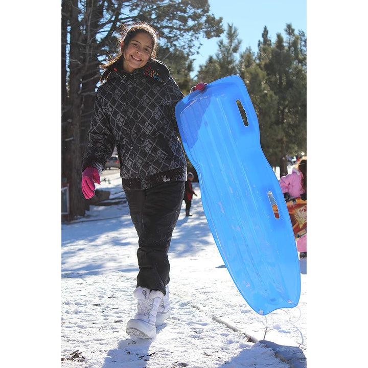 Slippery Racer Downhill Xtreme Adults Kids Toboggan Snow Sled, Blue (Open Box)